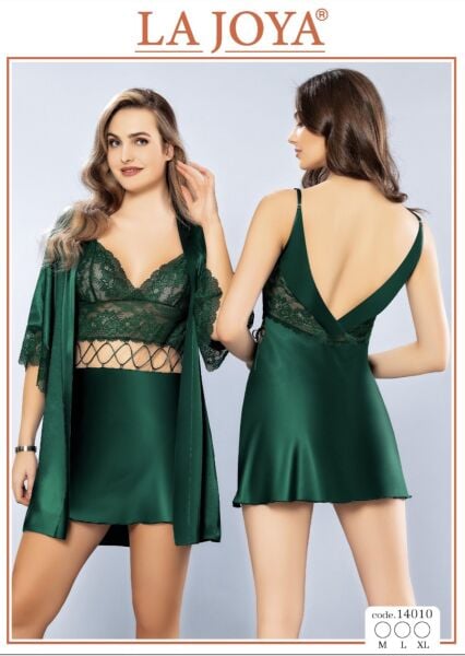 LAJOYA 14010 BAYAN KISA SATEN GECELİK M-L-XL