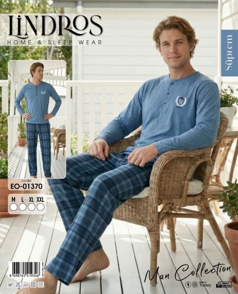 LİNDROS 01370 ERKEK SÜPREM PİJAMA TAKIMI