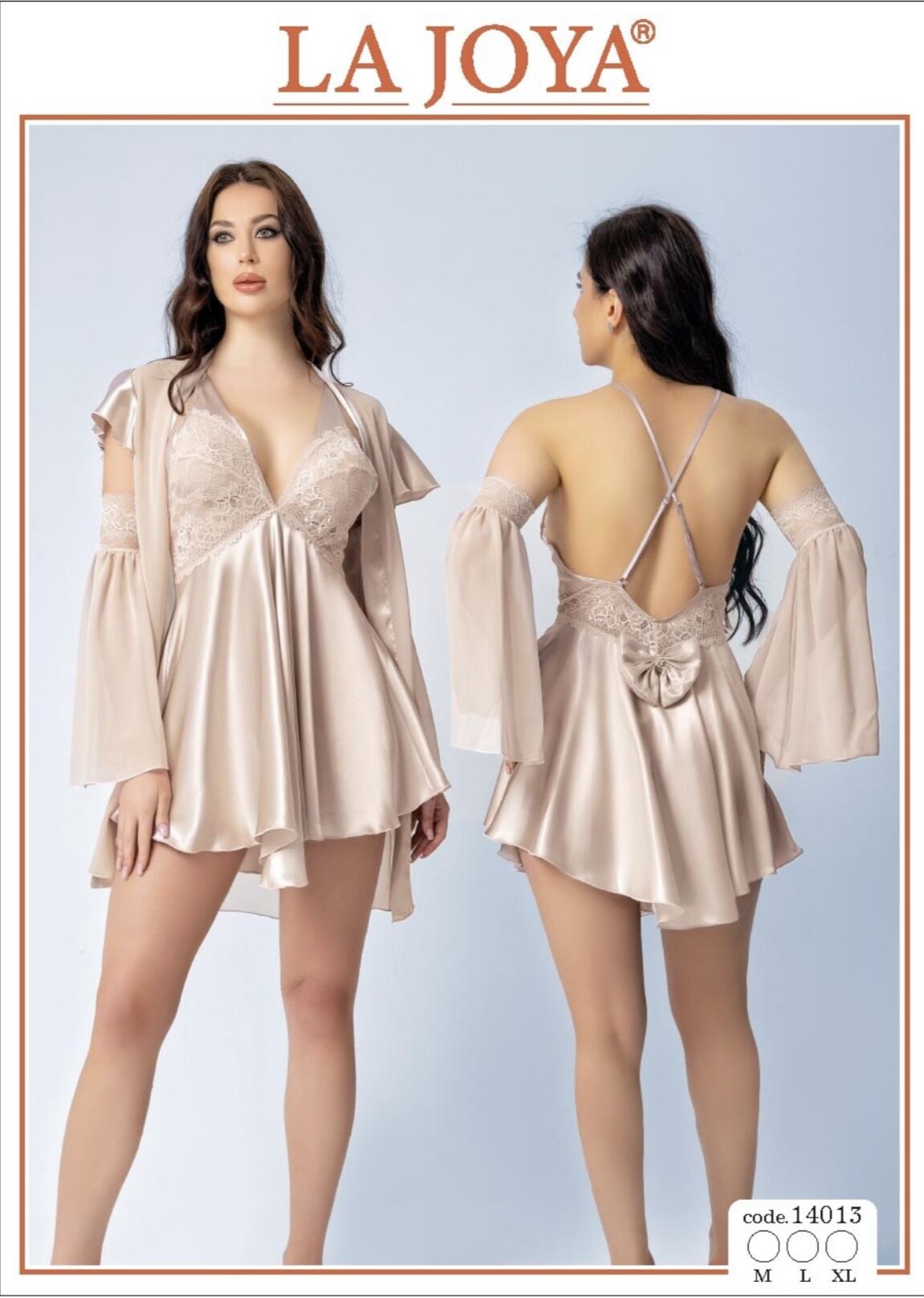 LAJOYA 14013 BAYAN KISA SATEN GECELİK M-L-XL