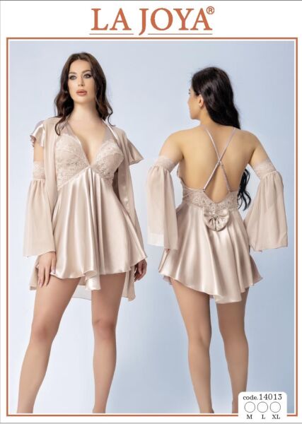 LAJOYA 14013 BAYAN KISA SATEN GECELİK M-L-XL