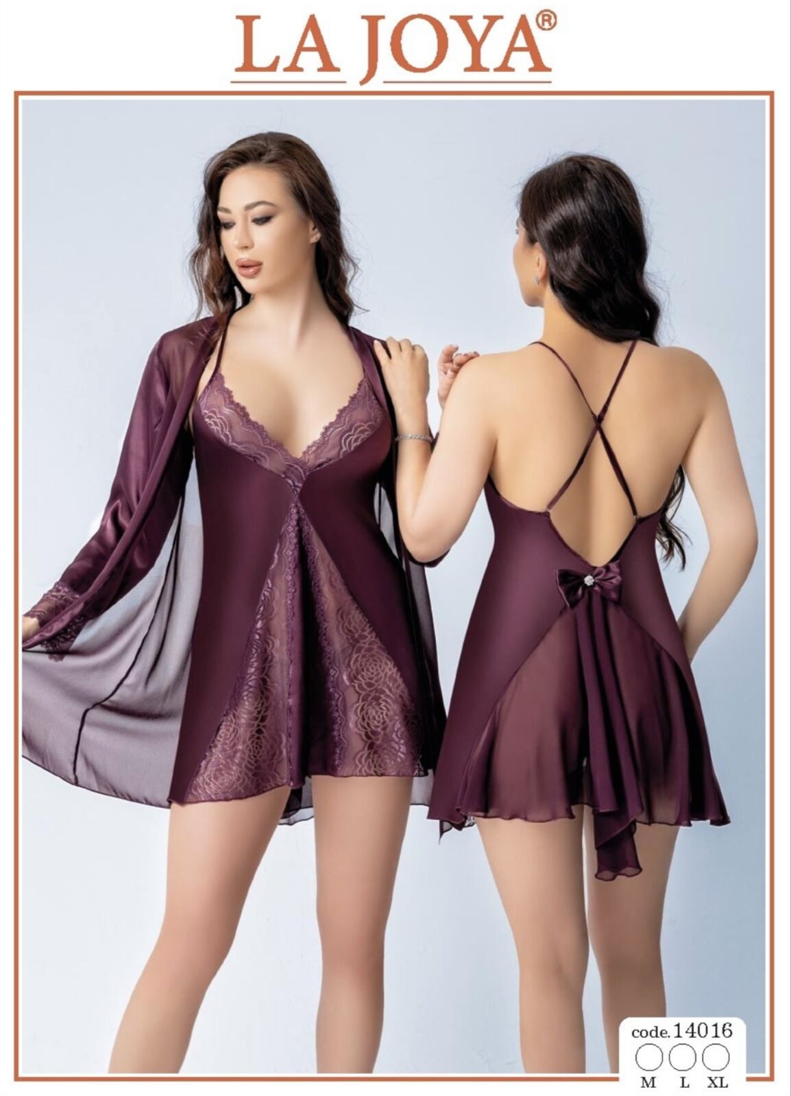 LAJOYA 14016 BAYAN KISA SATEN GECELİK M-L-XL