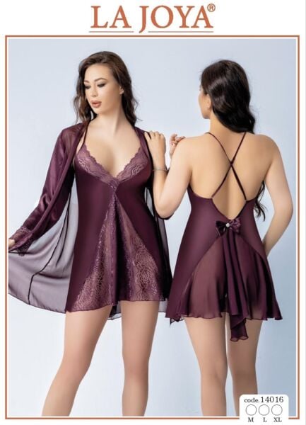 LAJOYA 14016 BAYAN KISA SATEN GECELİK M-L-XL