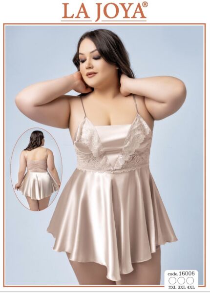 LAJOYA 16006 BAYAN KISA SATEN GECELİK 2XL-3XL-4XL