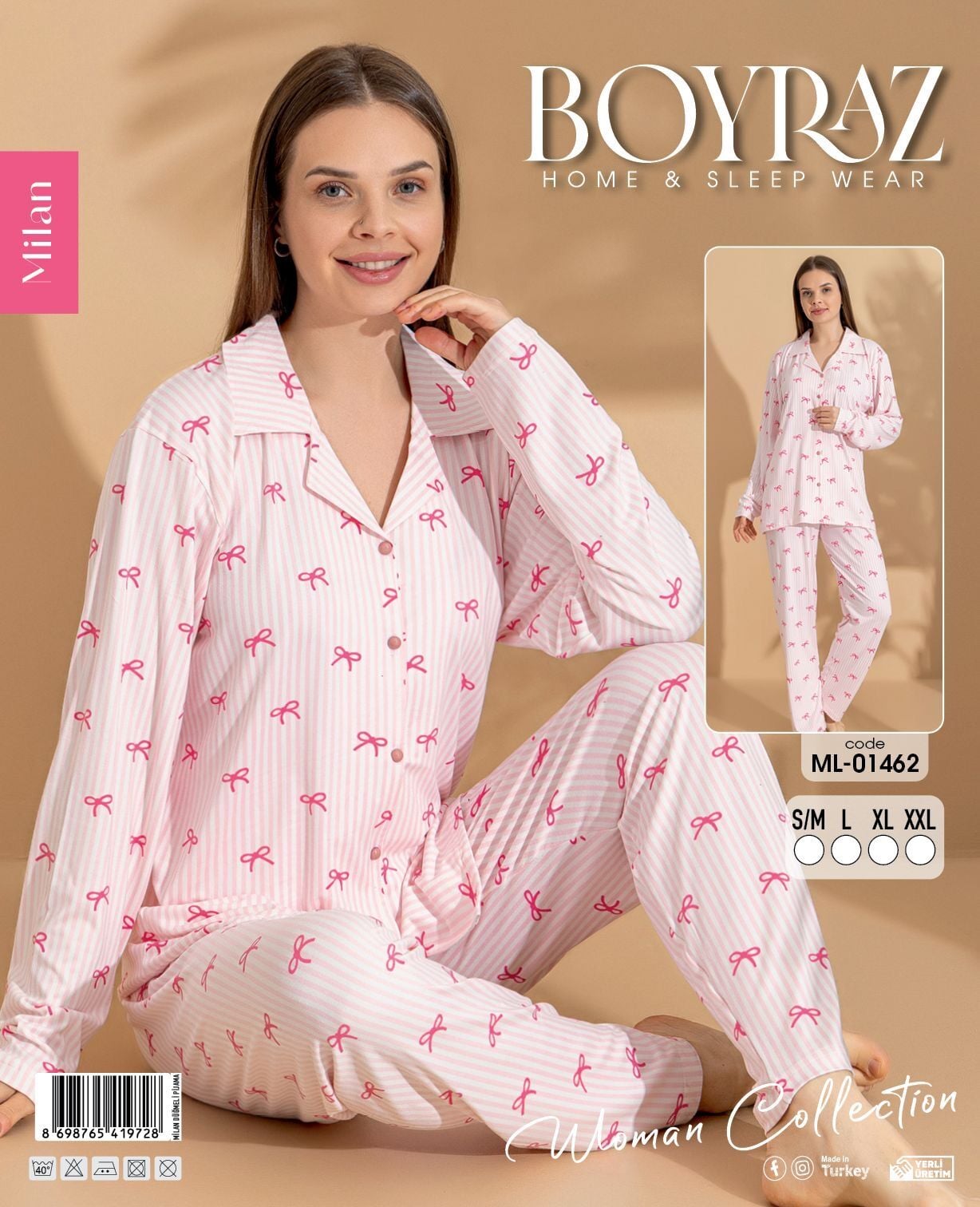 BOYRAZ 01462 MİLAN GÖMLEK PİJAMA TAKIM