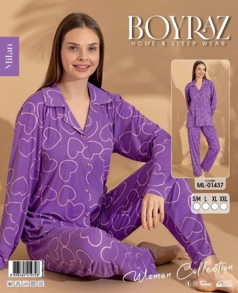 BOYRAZ 01437 MİLAN GÖMLEK PİJAMA TAKIM