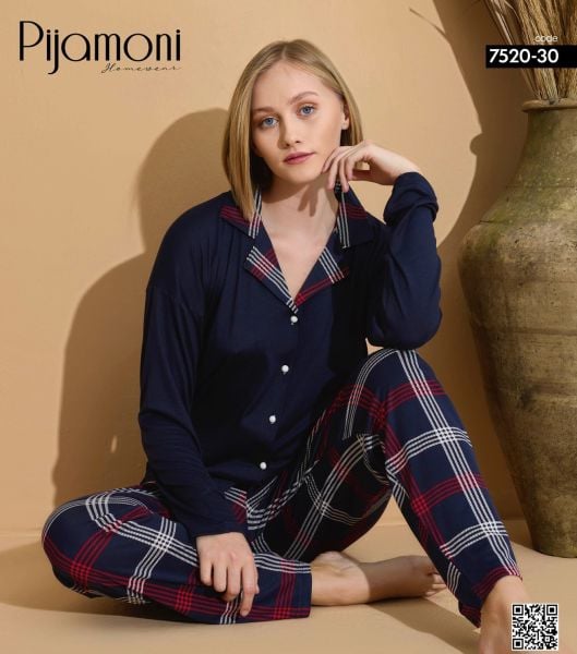 PİJAMONİ 7520-30 BAYAN MİLAN GÖMLEK PİJAMA TAKIM