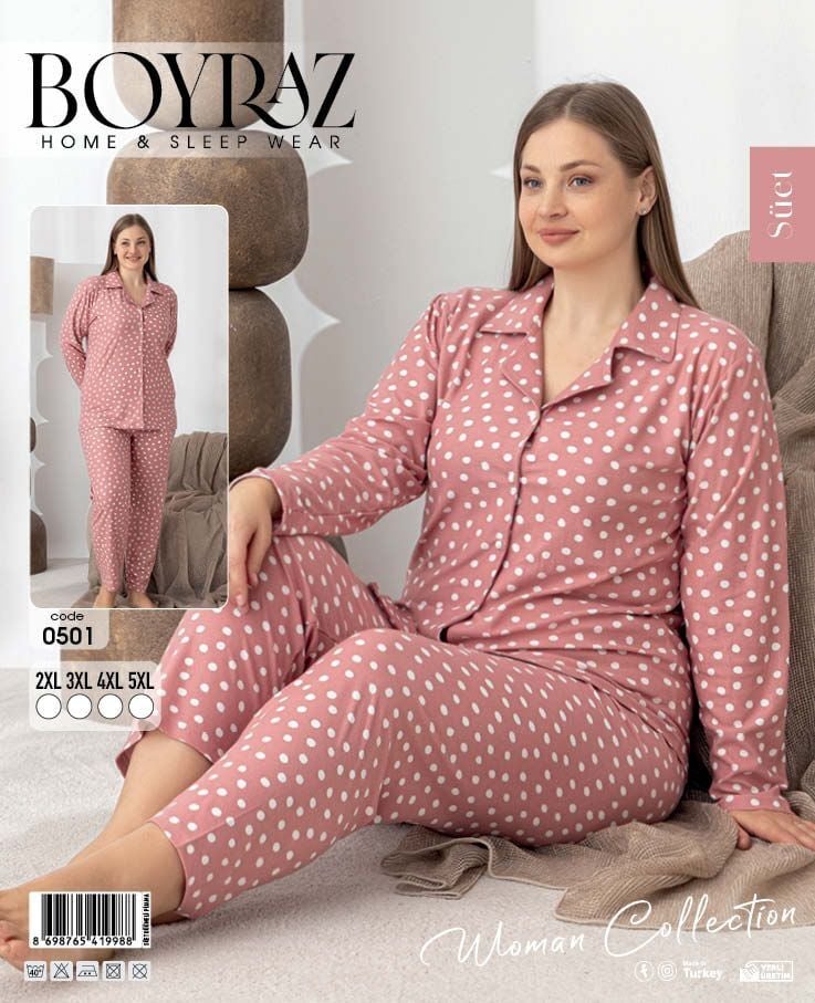 BOYRAZ 0501 SÜET DÜĞMELİ BATTAL PİJAMA TAKIM