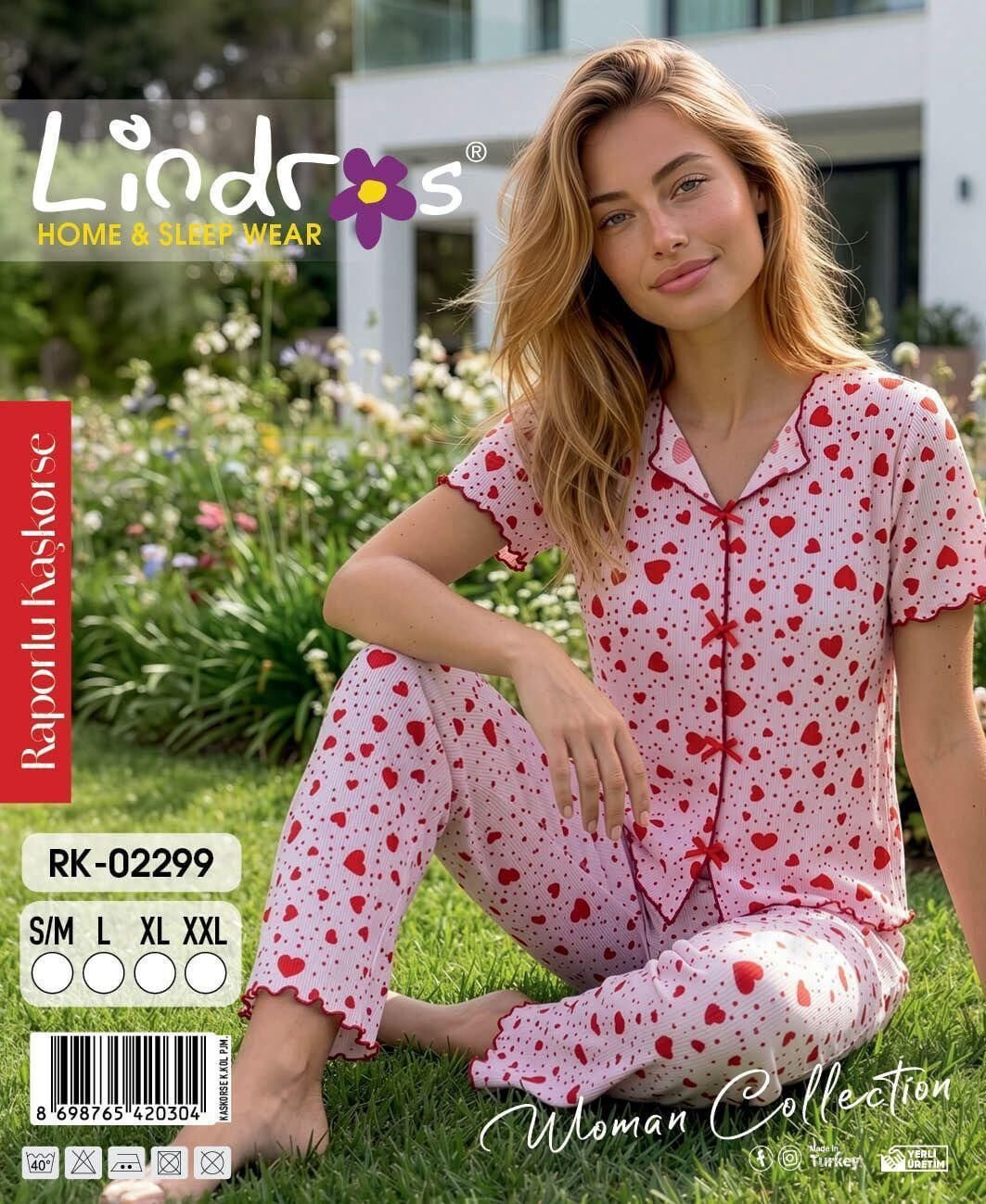 LİNDROS 02299 KAŞKORSE KISA KOL PİJAMA TAKIM