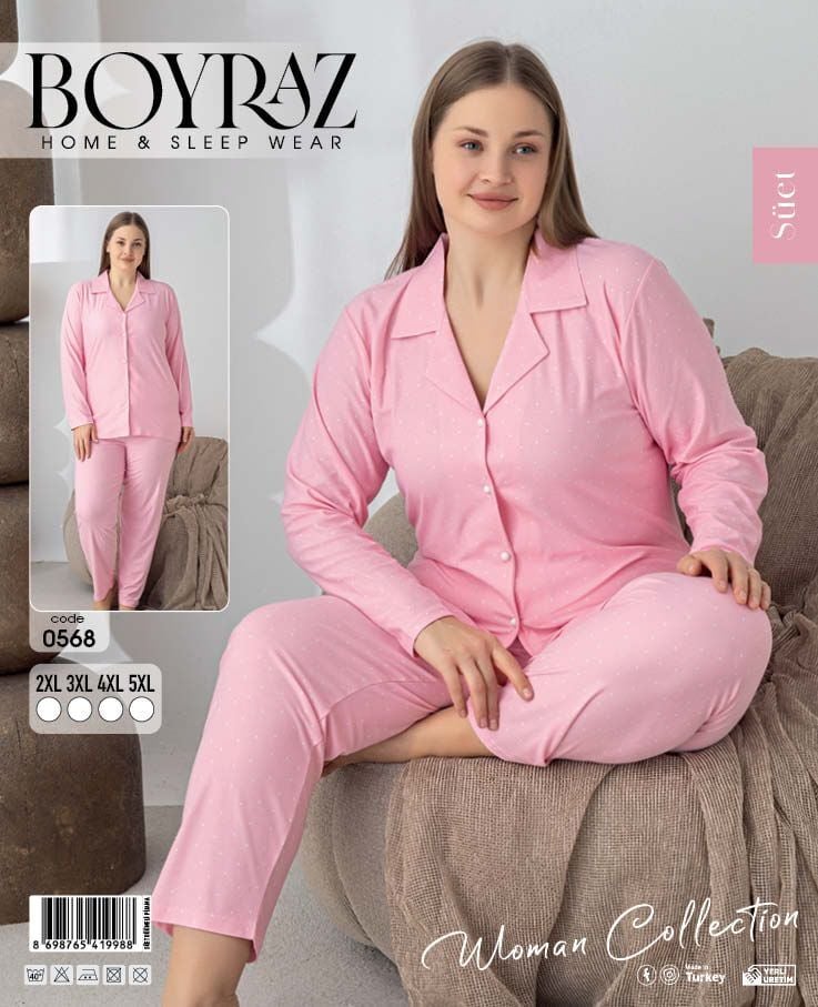 BOYRAZ 0568 SÜET DÜĞMELİ BATTAL PİJAMA TAKIM