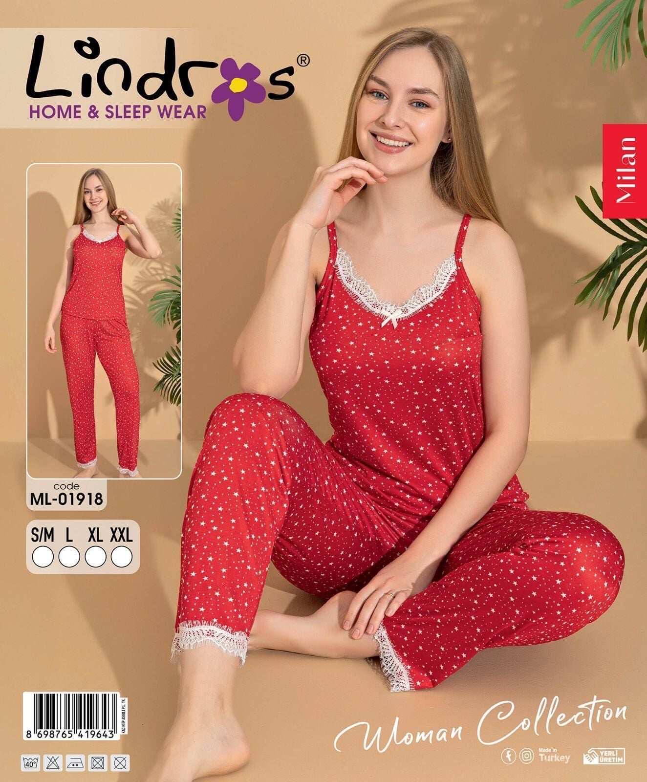 LİNDROS 01918 MİLAN İP ASKILI PİJAMA TAKIM