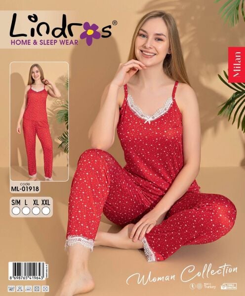 LİNDROS 01918 MİLAN İP ASKILI PİJAMA TAKIM