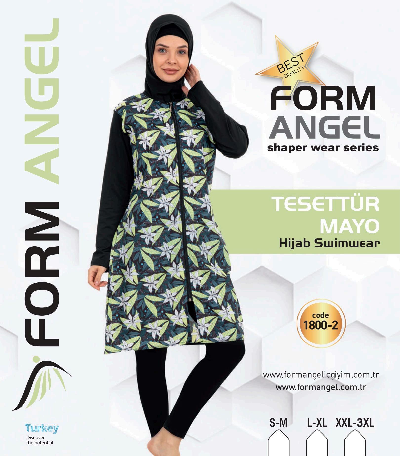 FORM ANGEL 1800-21 DESENLİ TAYTLI TESETTÜR MAYO