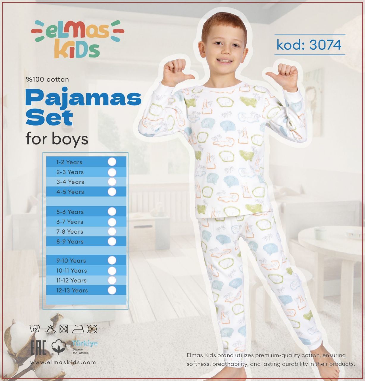 ELMAS 3074 ERKEK ÇOCUK 5-9 YAŞ PİJAMA TAKIM