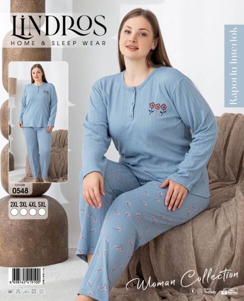 LİNDROS 0548 RAPORLU İNTERLOK BATTAL PİJAMA TK