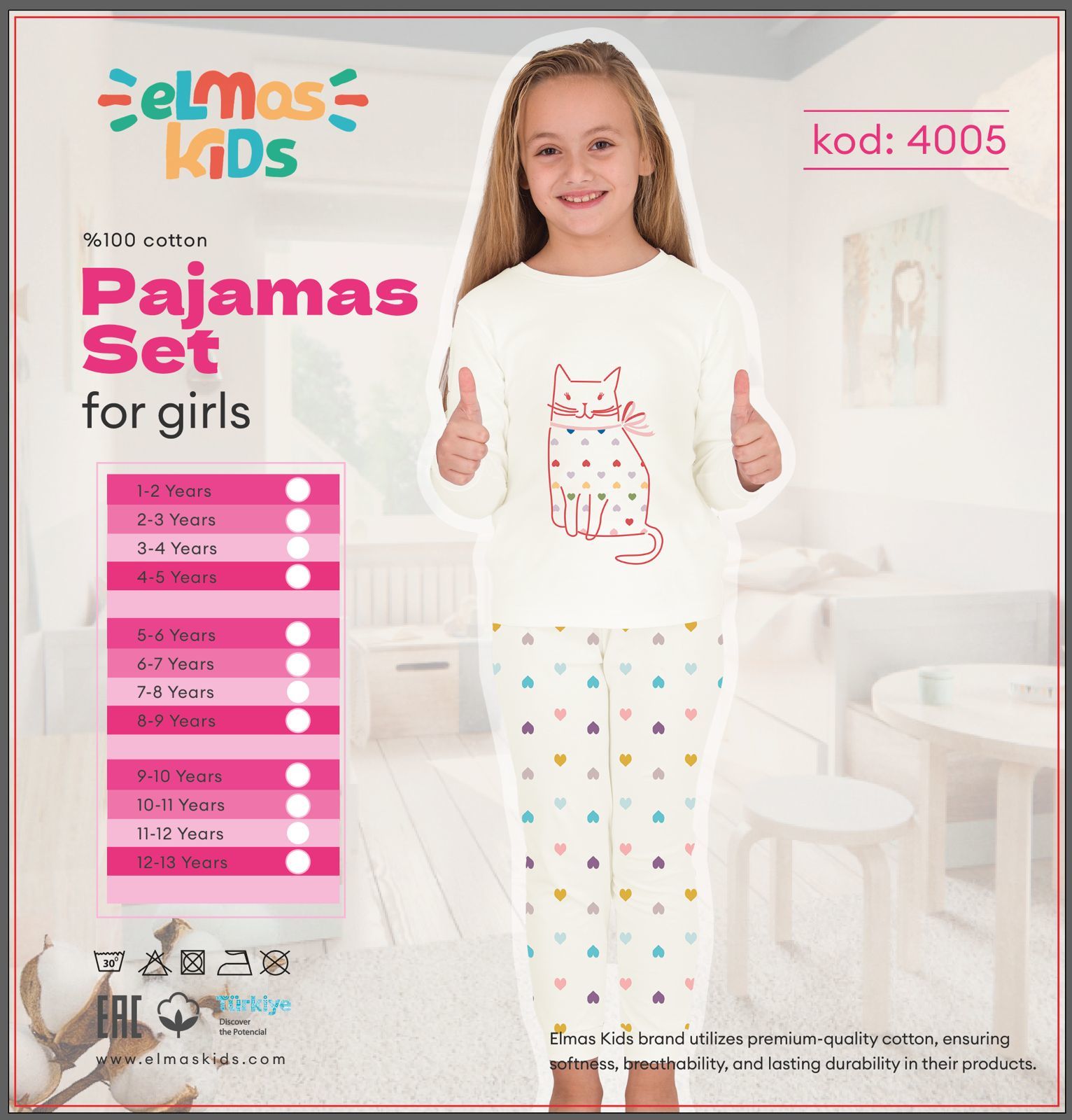 ELMAS 4070 KIZ ÇOCUK 9-13 YAŞ PİJAMA TAKIM