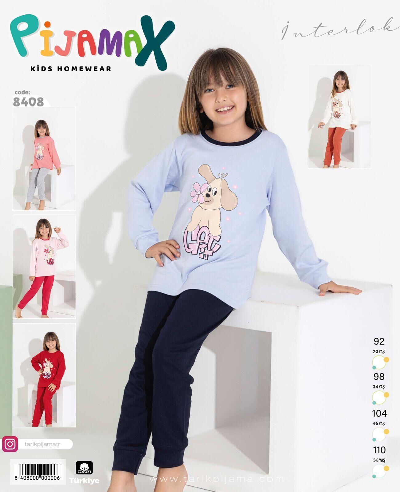 PİJAMAX 8408 KIZ 2-6 YŞ İNTERLOK PİJAMA TAKIMI