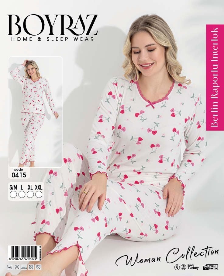 BOYRAZ 0415 BAYAN BERLİN İNTERLOK PİJAMA TAKIMI