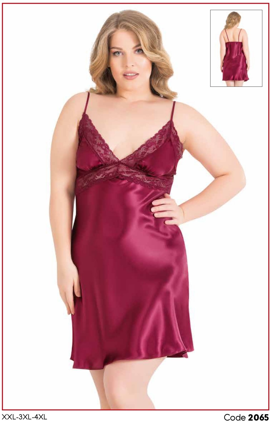 PRİMODA 2065  BÜYÜK BEDEN SATEN KISA GECELİK