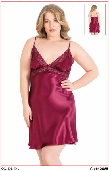 PRİMODA 2065  BÜYÜK BEDEN SATEN KISA GECELİK