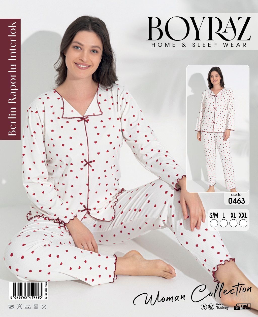 BOYRAZ 0463 BAYAN BERLİN İNTERLOK PİJAMA TAKIMI