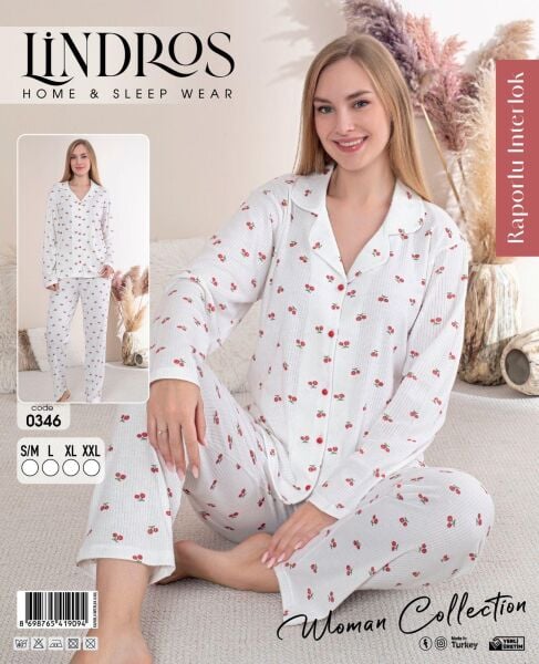 LİNDROS 0346 BAYAN RAPORLU İNT DÜĞMELİ PİJAMA TK