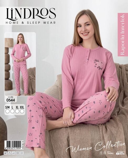 LİNDROS 0544 RAPORLU İNTERLOK PİJAMA TAKIM