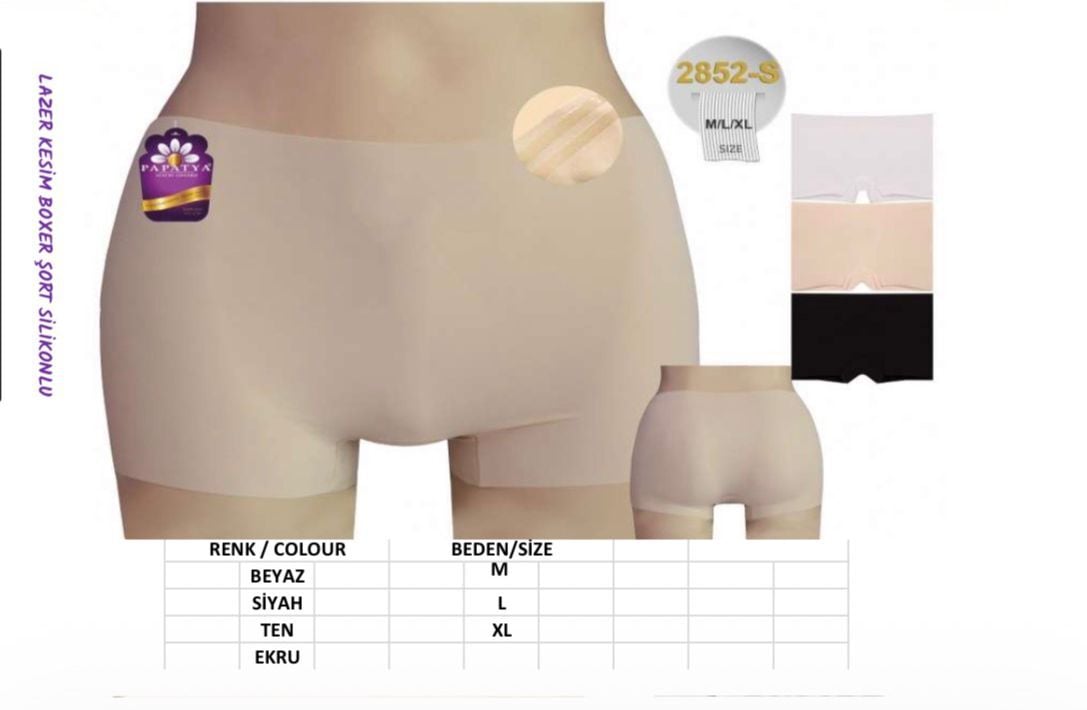 PAPATYA 2852 BAYAN LAZER KESİM SİLİKONLU ŞORT SİYAH - XL