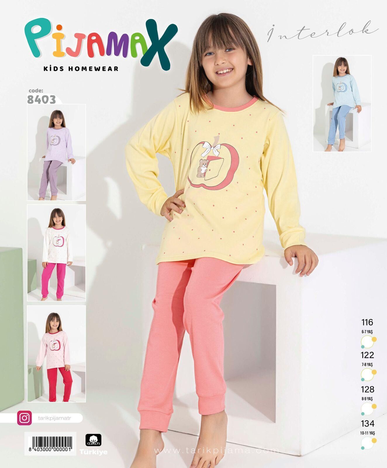 PİJAMAX 8403 KIZ GARSON 6-11 YŞ İNTERLOK PİJAMA TK