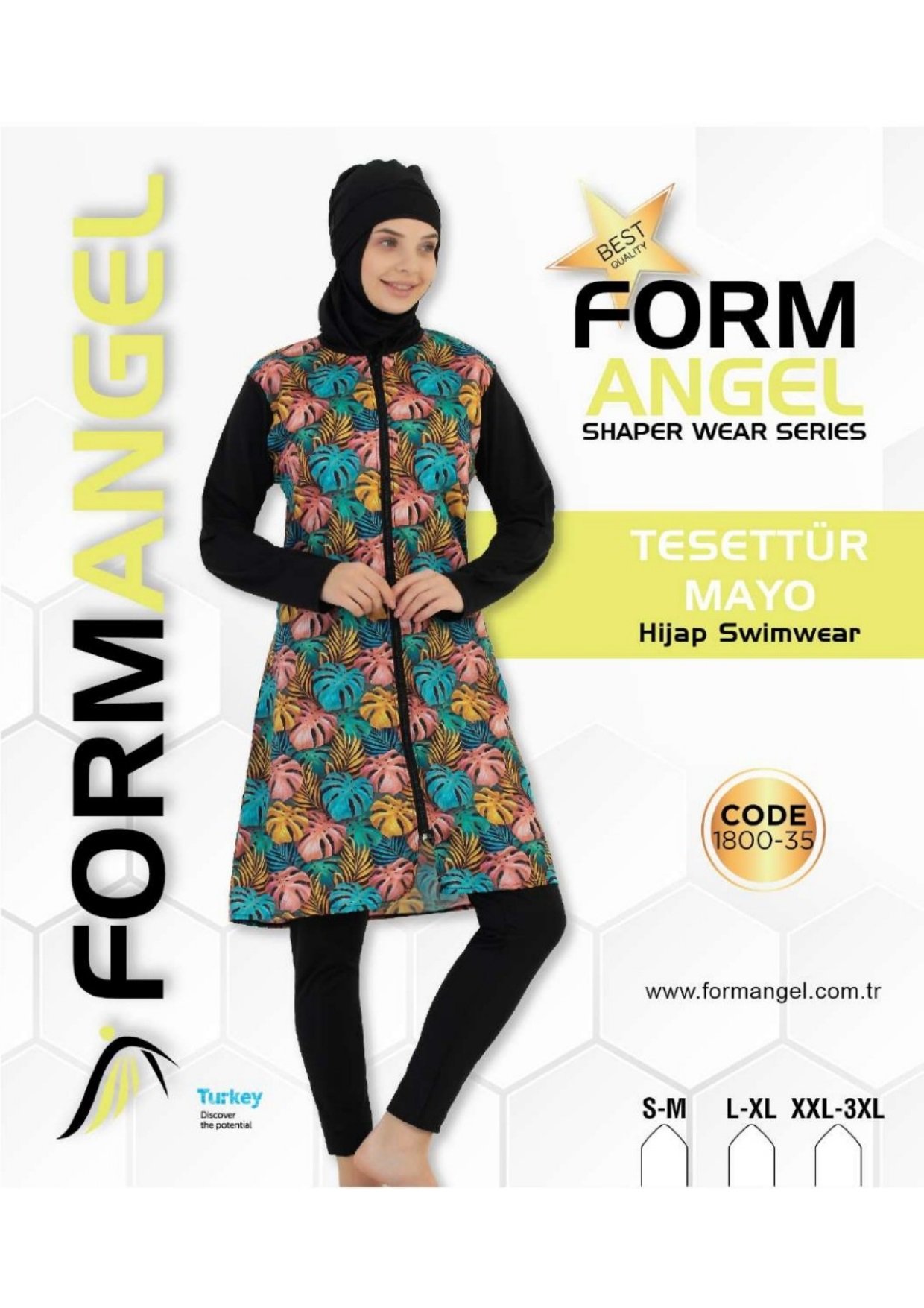 FORM ANGEL 1800-35 DESENLİ TAYTLI TESETTÜR MAYO