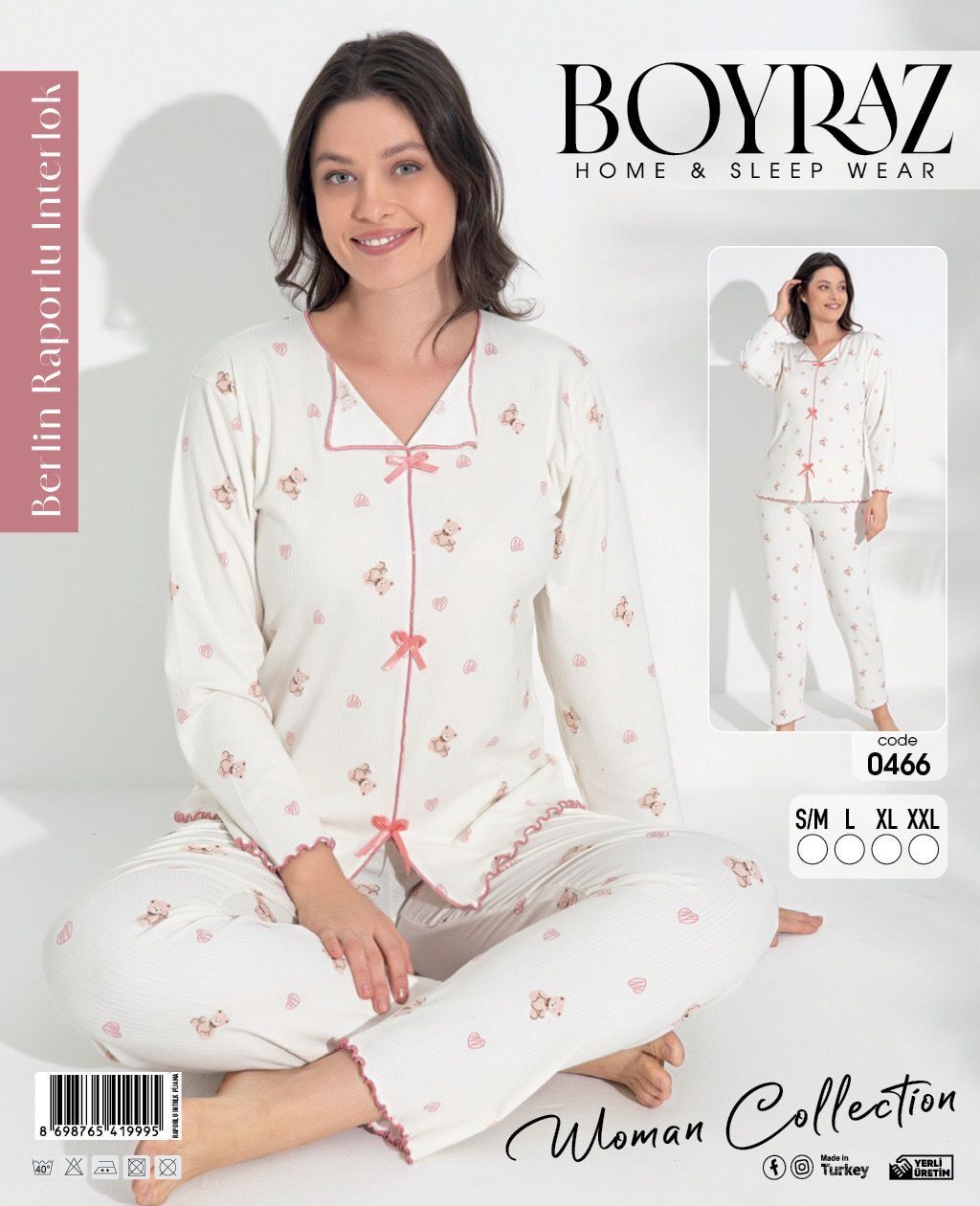 BOYRAZ 0466 BAYAN BERLİN İNTERLOK PİJAMA TAKIMI