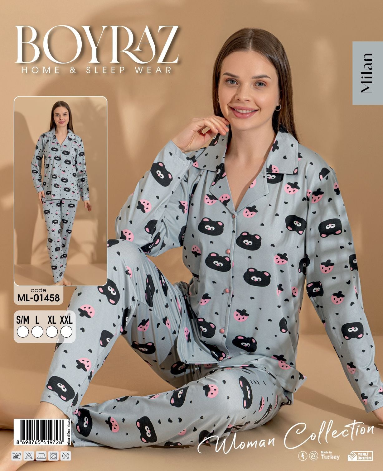 BOYRAZ 01458 MİLAN GÖMLEK PİJAMA TAKIM