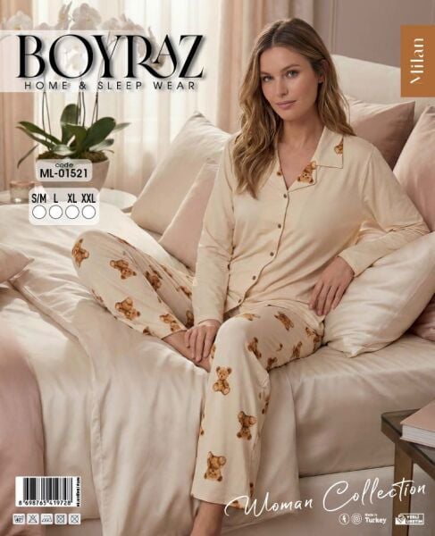 BOYRAZ 01521 MİLAN GÖMLEK PİJAMA TAKIM