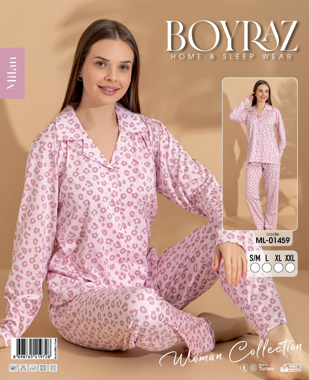 BOYRAZ 01459 MİLAN GÖMLEK PİJAMA TAKIM