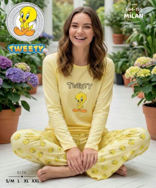 LANA 664-155 MİLAN SOFT BİS.YAKA PİJAMA TAKIMI