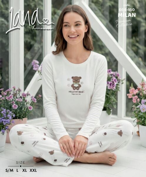LANA 664-150 MİLAN SOFT BİS.YAKA PİJAMA TAKIMI