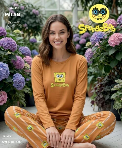 LANA 664-158 MİLAN SOFT BİS.YAKA PİJAMA TAKIMI