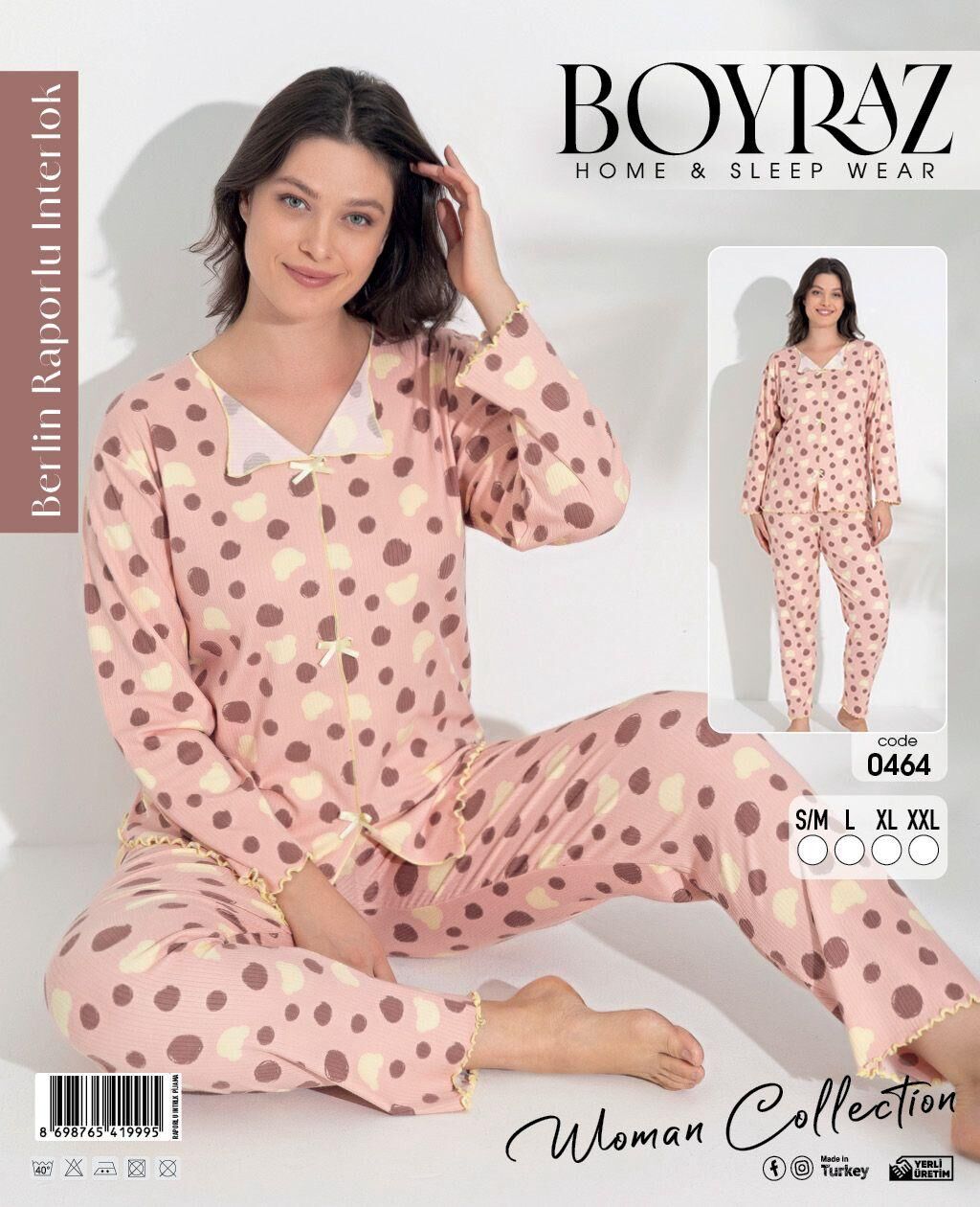 BOYRAZ 0464 BAYAN BERLİN İNTERLOK PİJAMA TAKIMI