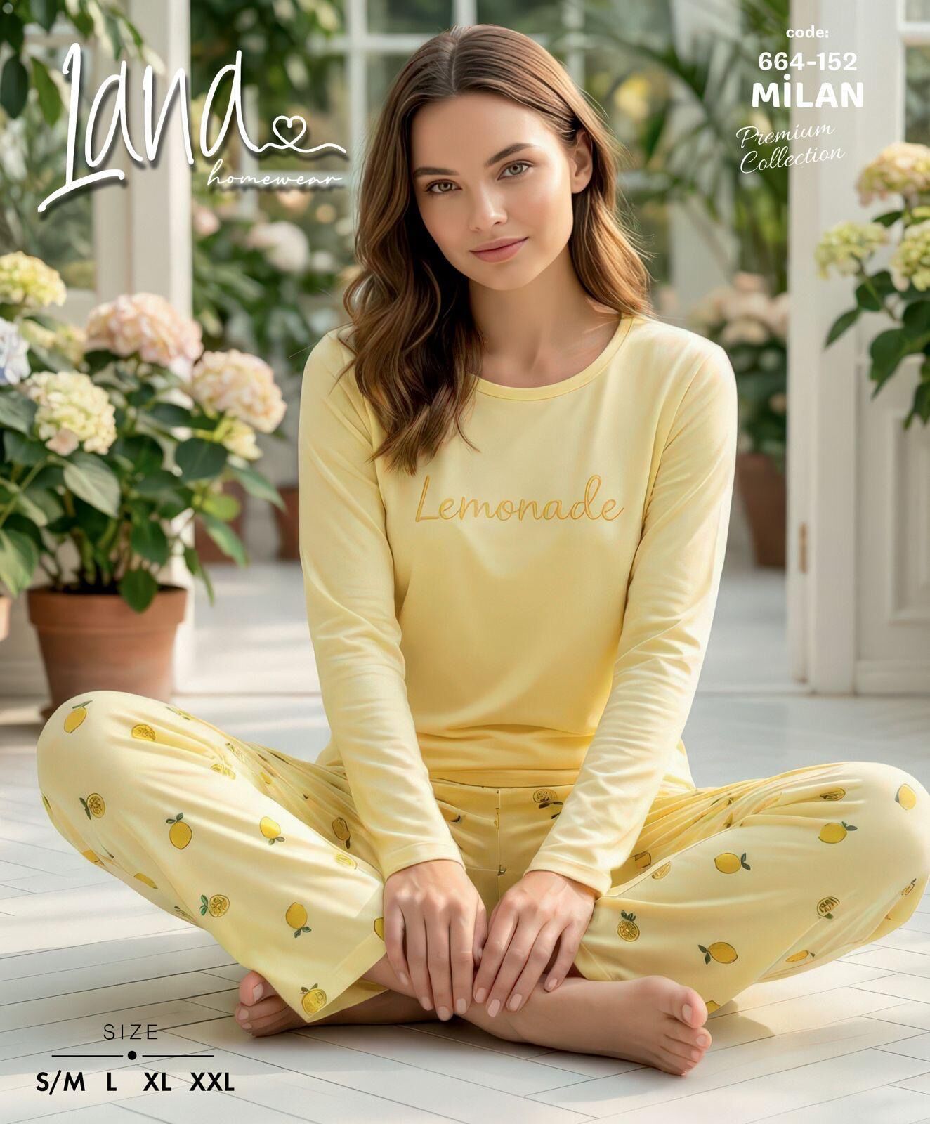 LANA 664-152 MİLAN SOFT BİS.YAKA PİJAMA TAKIMI