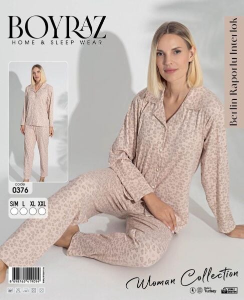 BOYRAZ 0376 BAYAN BERLİN İNTERLOK PİJAMA TAKIMI