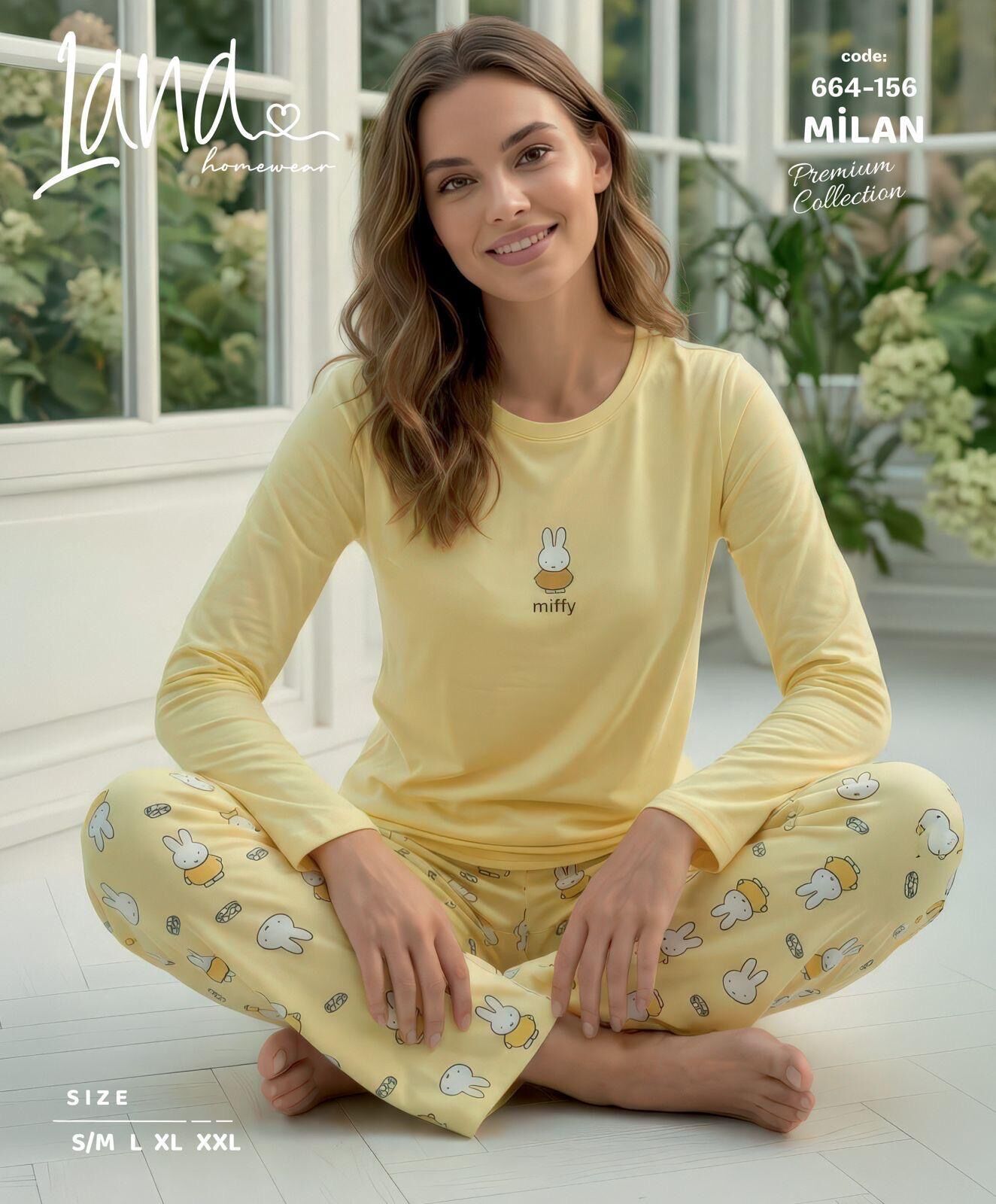 LANA 664-156 MİLAN SOFT BİS.YAKA PİJAMA TAKIMI