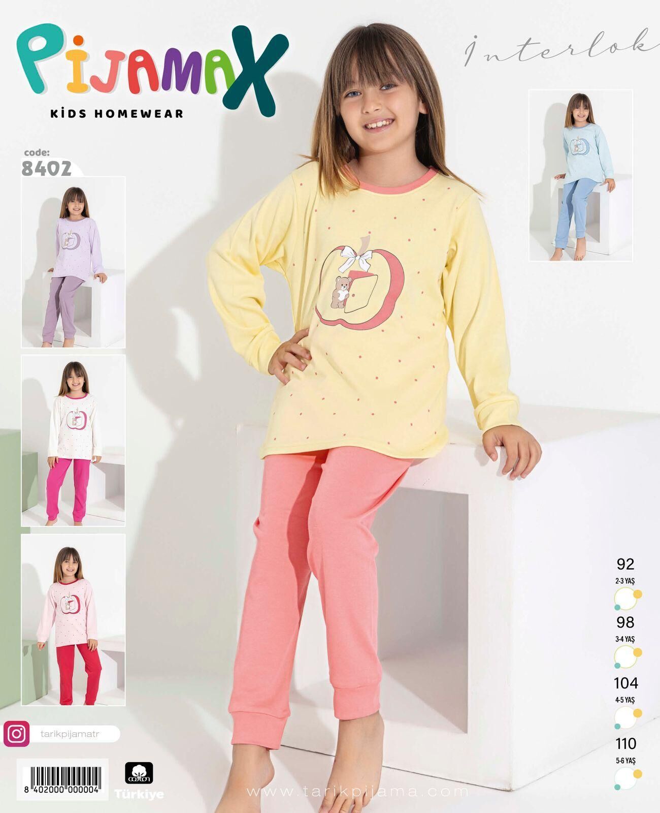 PİJAMAX 8402 KIZ 2-6 YŞ İNTERLOK PİJAMA TAKIMI