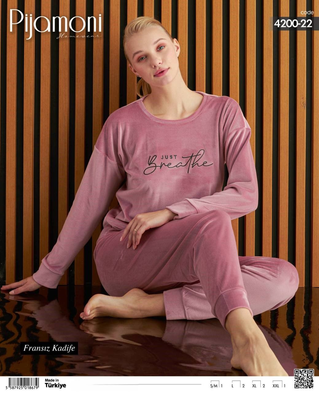 PİJAMONİ 4200-22 SOFT KADİFE PİJAMA TAKIM