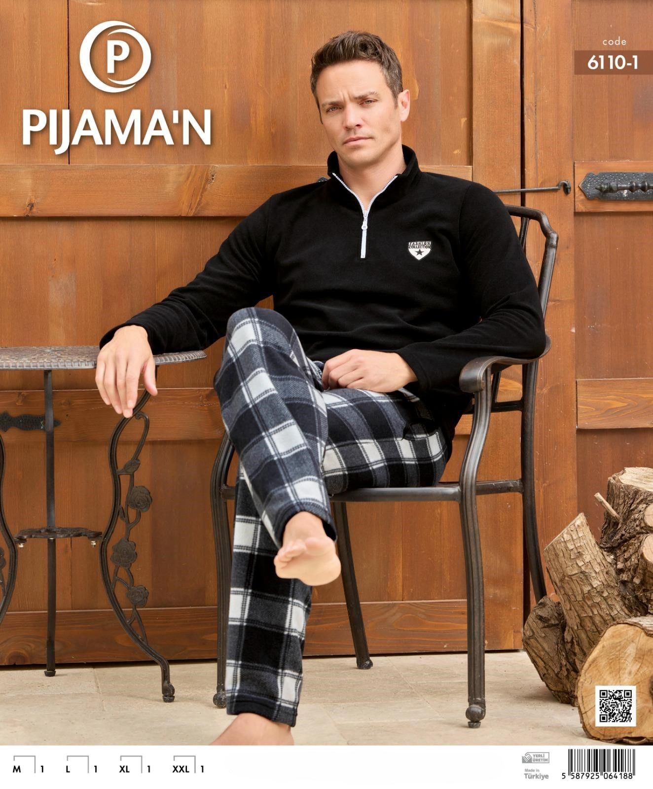 PİJAMAN 6110-1 ERKEK POLAR PİJAMA TAKIM
