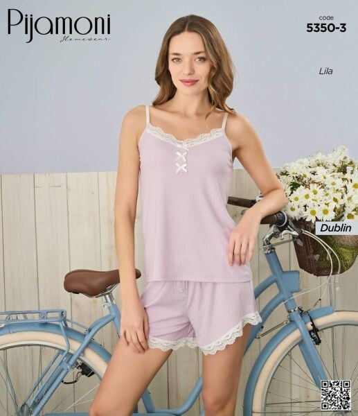 PİJAMONİ 5350-3 DUBLİN RAP.İP ASKILI ŞORTLU TAKIM