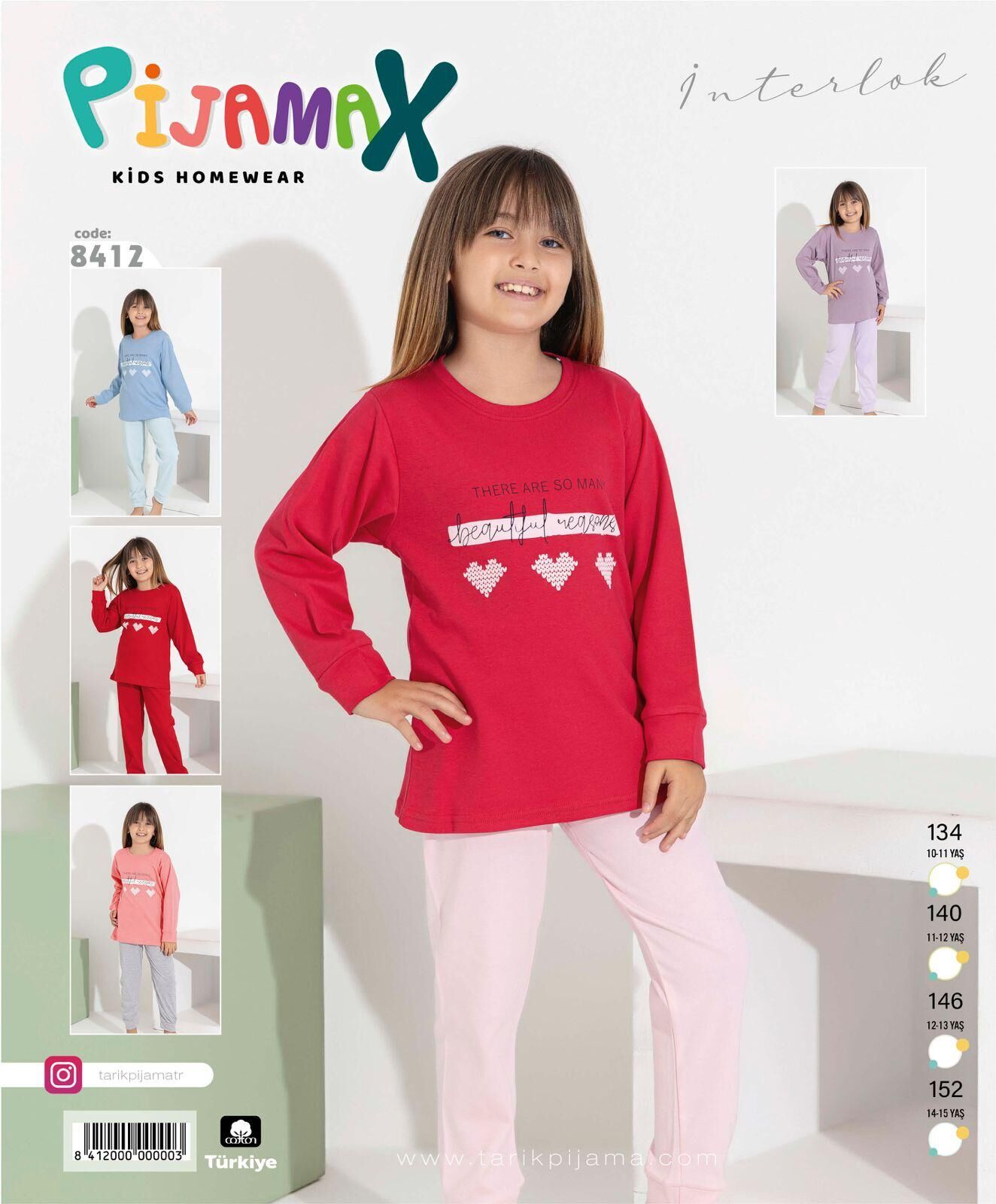 PİJAMAX 8412 KIZ GES 10-15 İNTERLOK PİJAMA TAKIMI