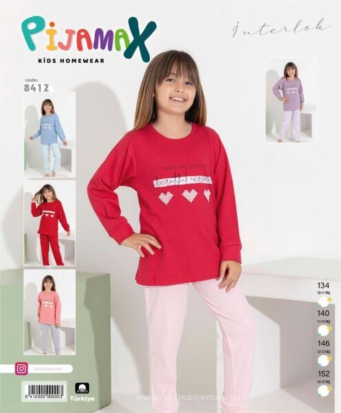 PİJAMAX 8412 KIZ GES 10-15 İNTERLOK PİJAMA TAKIMI