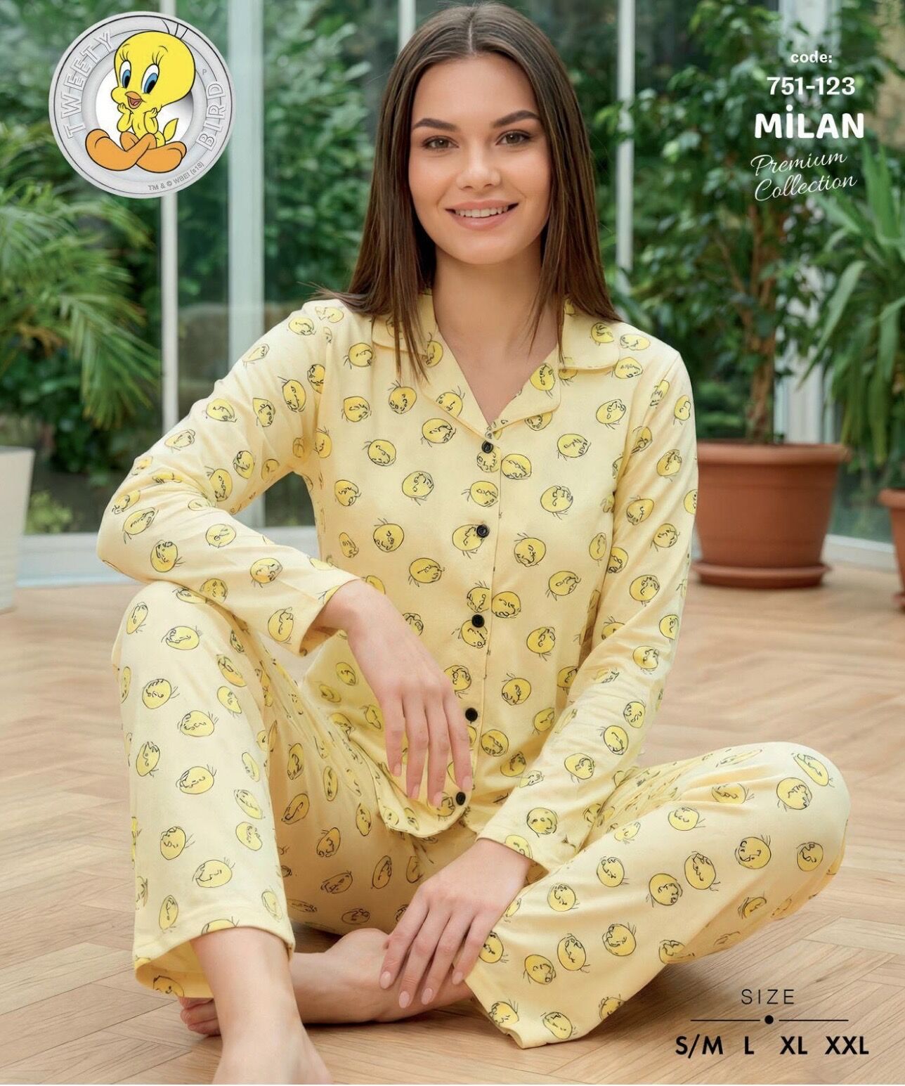 LANA 751-123 BAYAN MİLAN GÖMLEK PİJAMA TAKIM