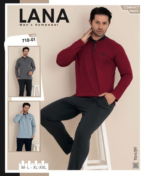 LANA 710-01 ERKEK HAKİM YAKA GARNİLİ PİJAMA TAKIMI