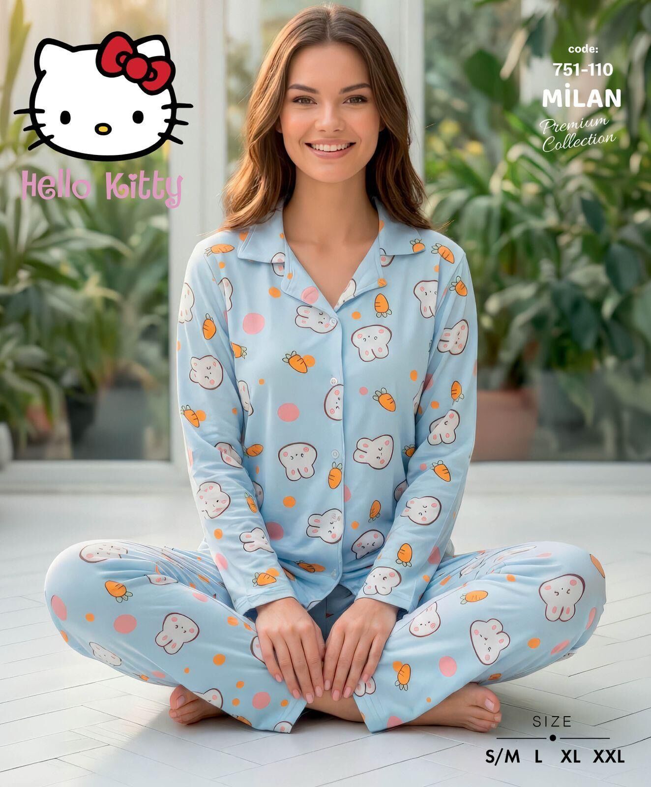 LANA 751-110 BAYAN MİLAN GÖMLEK PİJAMA TAKIM