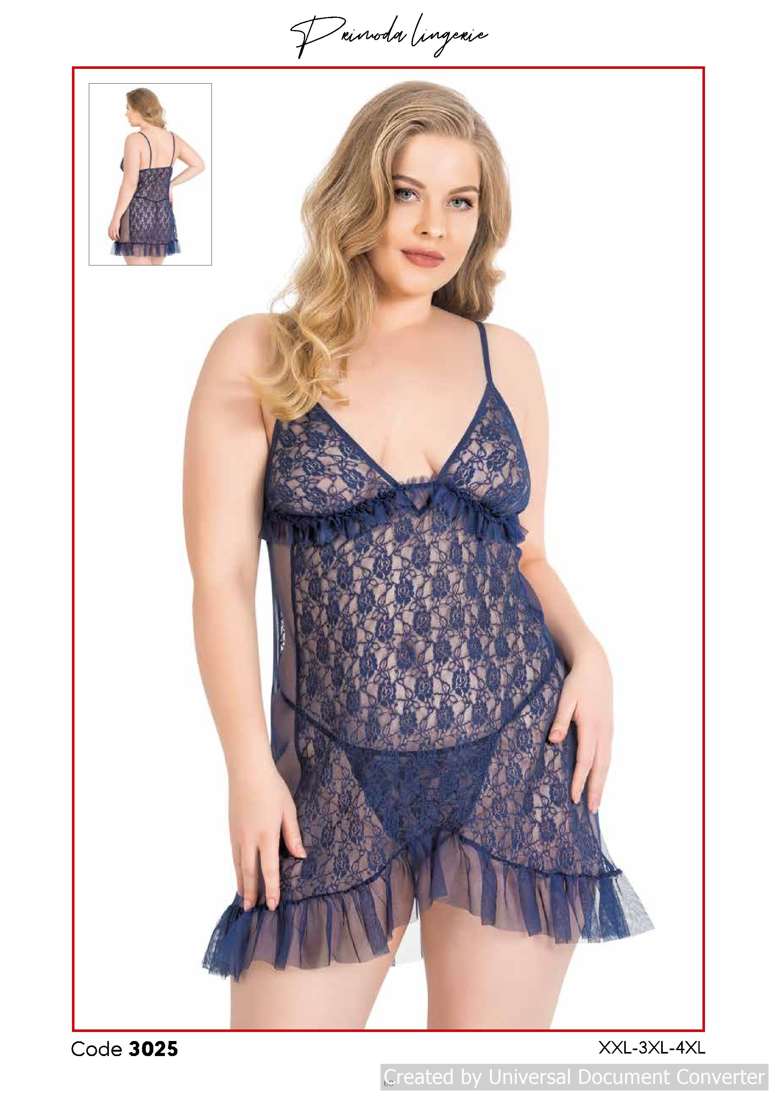 PRİMODA 3025 BÜYÜK BEDEN KISA TÜL GECELİK